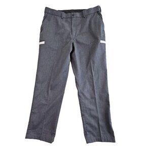 Twinhill Men's 36W 30L Flat Front Dark Gray Work Pants Reflective Stripe